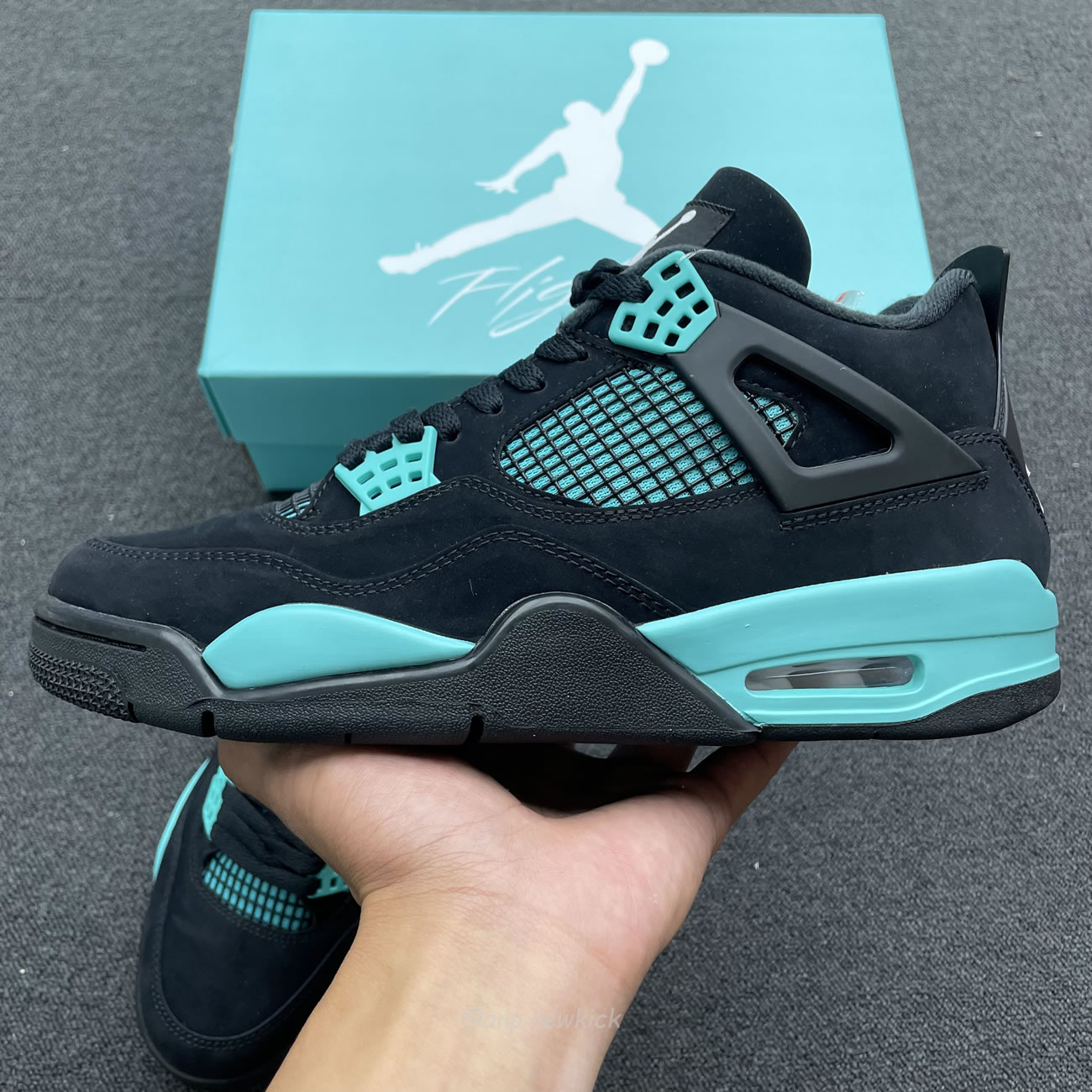Air Jordan 4 Retro Tiffany Black Green (8) - www.newkick.vip